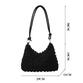 Canvas Wrinkle Bag for Women Shoulder Bags Pleated Bubbles Handbags Padded Casual Underarm Quilted Bag Tote Cloud Bag